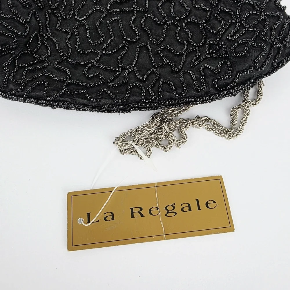 Vintage La Regale Black Beaded Evening Bag NWT